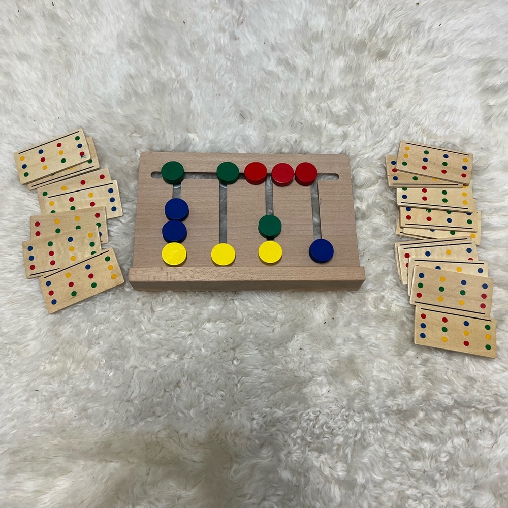 New - Four-Color Pattern Game, Educational Game, Wooden Toys Toddler Preschool